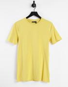 Asos Design Organic Muscle Fit T-shirt With Crew Neck In Yellow