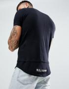 Religion Muscle Fit T-shirt With Dropped Hem In Black - Black