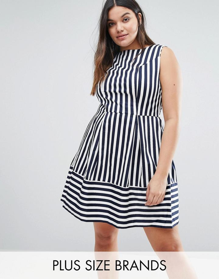 Closet Plus Skater Dress In Stripe - Navy
