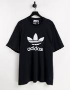 Adidas Originals Adicolor Large Trefoil T-shirt In Black