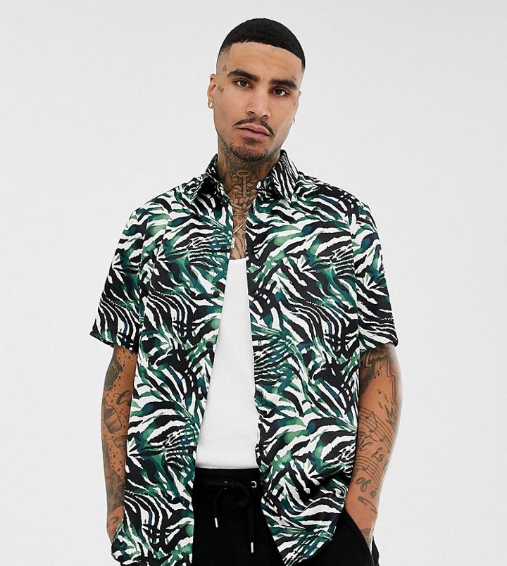 Milk It Vintage Shirt In Palm Print Reg Fit - White