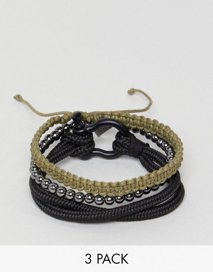 Icon Brand Black Combo Bracelet In 4 Pack - Black
