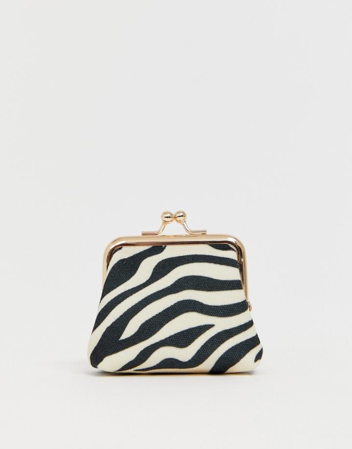 Asos Design Clip Frame Zebra Ladies' Wallet - Multi