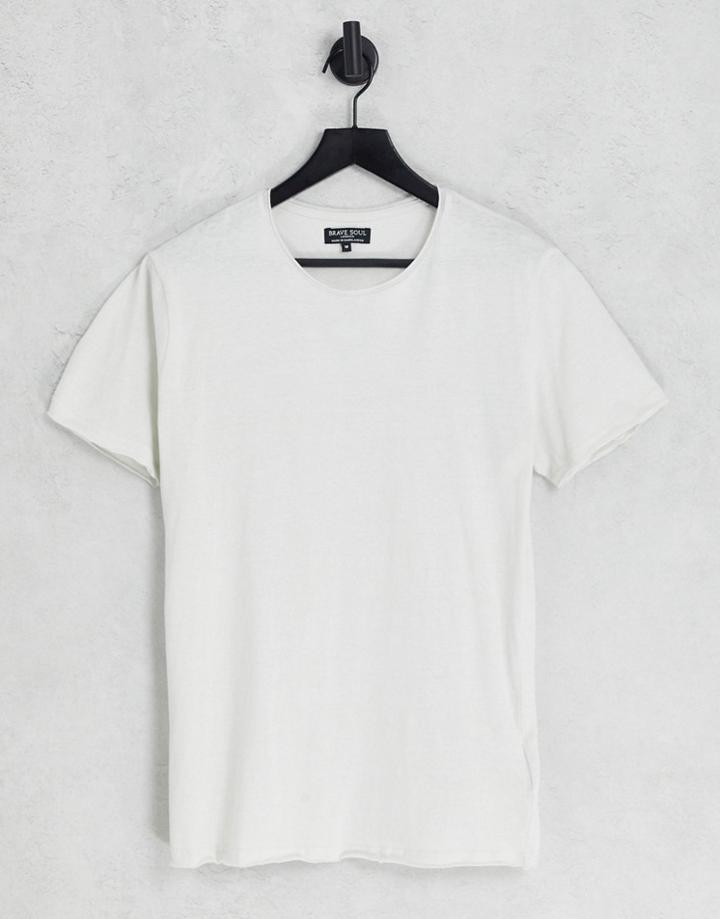 Brave Soul Raw Edge T-shirt In Silver Gray