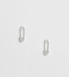 Asos Design Sterling Silver Safety Pin Stud Earrings - Silver