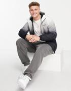 Hollister Icon Logo Fleece Lined Ombre Hooded Jacket In Black/white