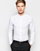 Selected Homme Shirt With Concealed Button Down Collar And Stretch In Skinny Fit - White