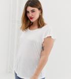 Asos Design Oversized T-shirt With Floral Chest Embroidery And Contrast Stitch-white