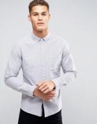 Asos Casual Regular Fit Oxford Shirt With Neps In Gray - Gray