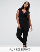 New Look Plus Wrap Tailored Jumpsuit - Black