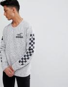 Hollister Checkerboard Sleeve Crew Neck Sweatshirt In Gray Marl - Gray