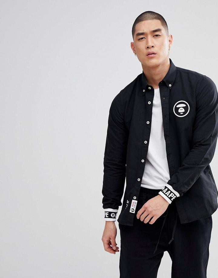 Aape By A Bathing Ape Shirt With Badge Logo In Slim Fit - Black
