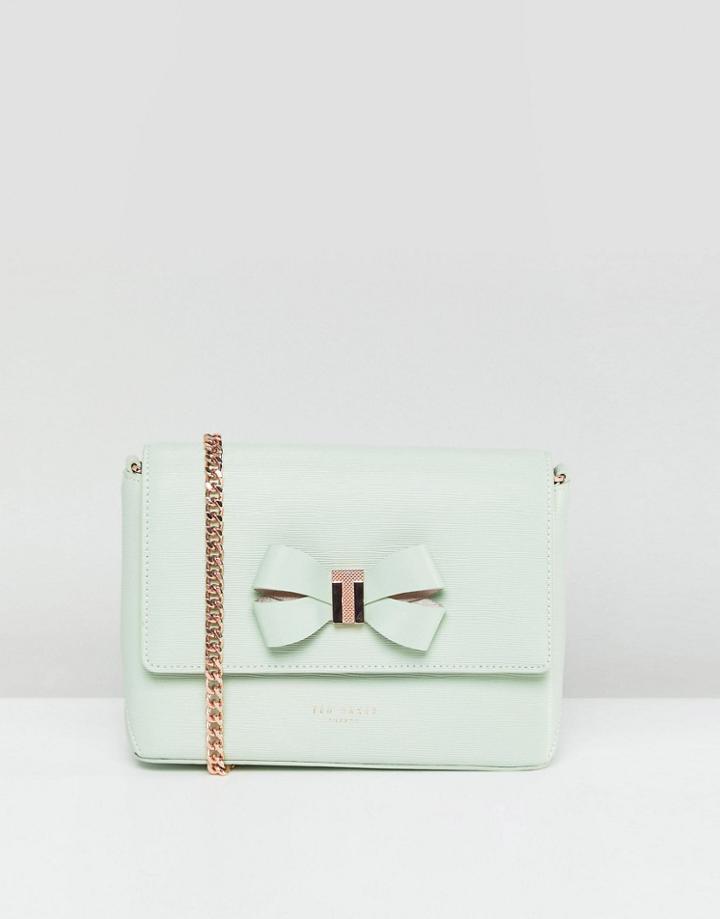 Ted Baker Bow Mini Cross Body Bag In Leather - Green