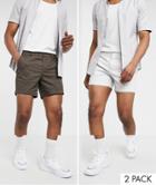Asos Design 2 Pack Skinny Chino Shorts In Brown And Light Gray Save