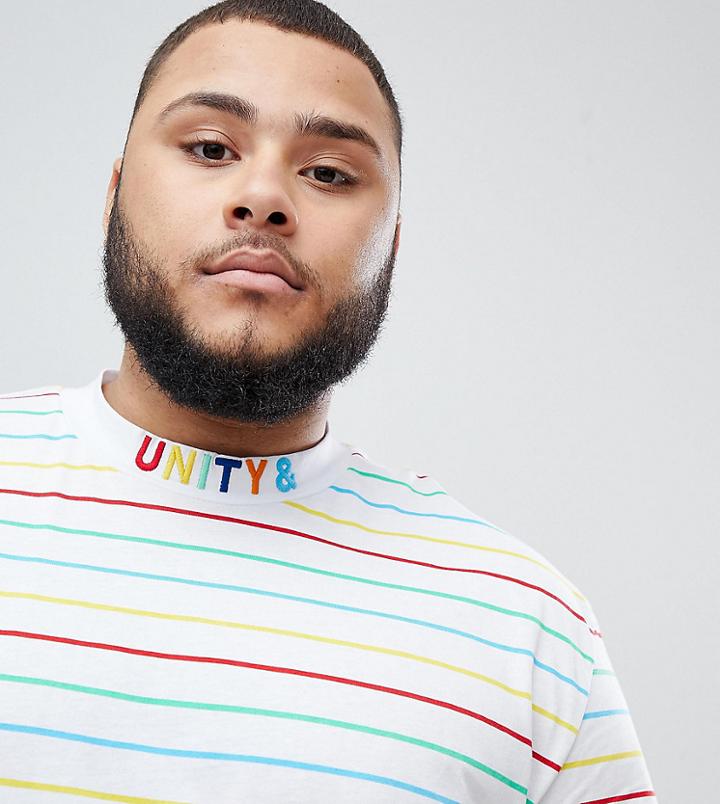 Asos Design X Glaad & Plus T-shirt With High Neck And Embroidery - White
