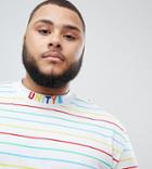 Asos Design X Glaad & Plus T-shirt With High Neck And Embroidery - White