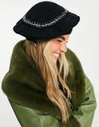 Topshop Crochet Chain Beret In Black