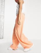 Asos Design Oversized Wide Leg Sweatpants In Washed Orange