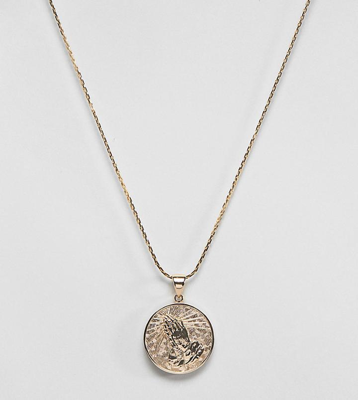 Rock 'n' Rose Gold Prayer Coin Pendant Necklace - Gold
