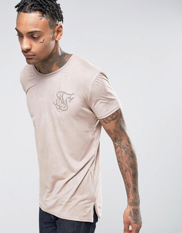 Siksilk Suedette Zip T-shirt - Stone