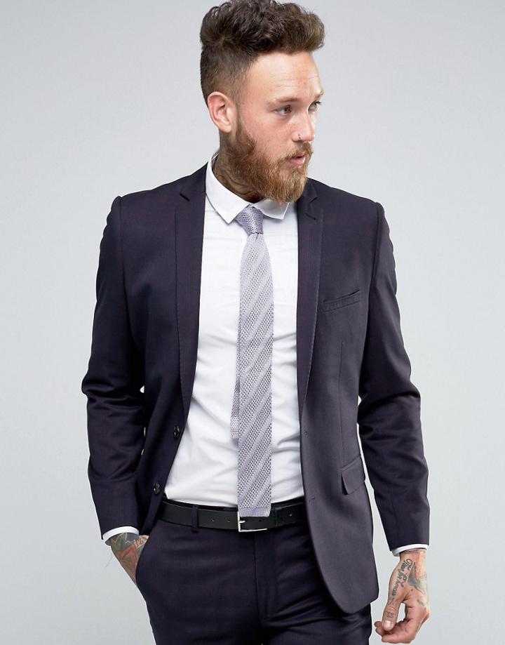 Harry Brown Slim Fit Suit Jacket In Burgundy Check - Red