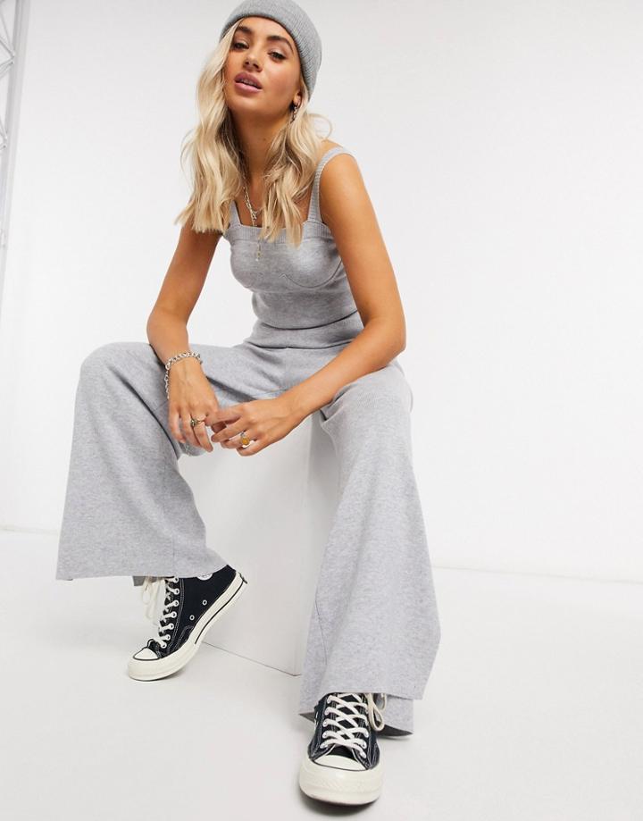 Asos Design Coordinating Knitted Sweatpants In Gray Marl-grey
