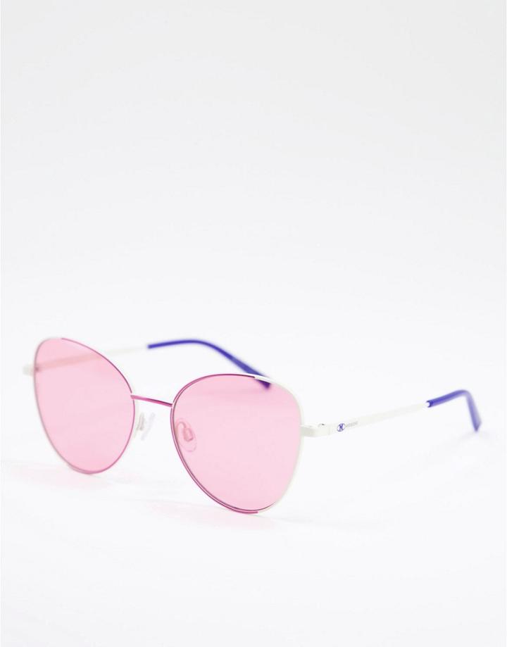 M Missoni Thin Round Lens Sunglasses In Pink And Purple