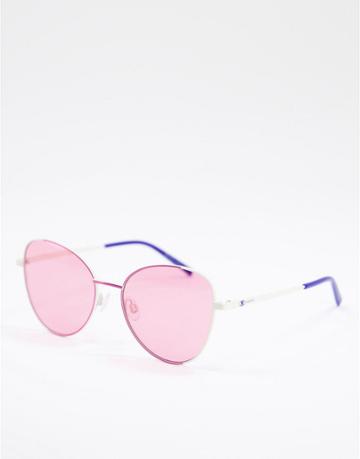 M Missoni Thin Round Lens Sunglasses In Pink And Purple