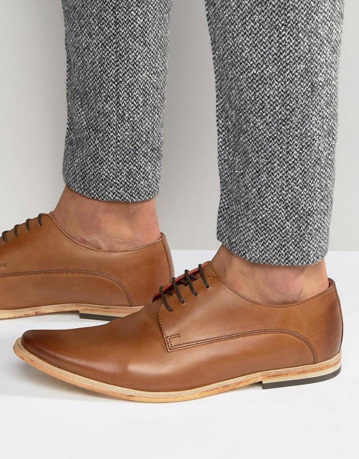 Base London Cashe Leather Derby Shoes - Tan