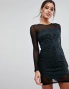 Asos Lace & Mesh Bodycon Mini Dress - Black