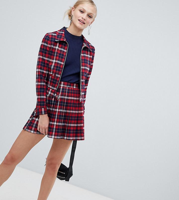 Monki Check Pleated Mini Skirt Two-piece