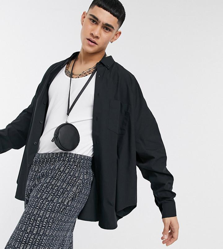 Asos Design Extreme Oversized Dad Shirt In Black