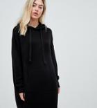 Micha Lounge Relaxed Hooded Sweater Dress - Black