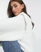 Asos Design Sweater With Structured Shoulder In Cream-white