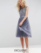 Needle & Thread Embellished Midi Tulle Dress - Blue