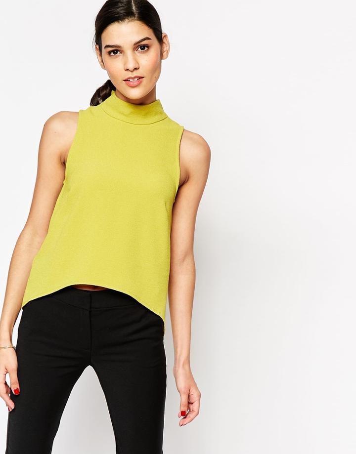 Closet High Neck Top With Dip Back - Yellow