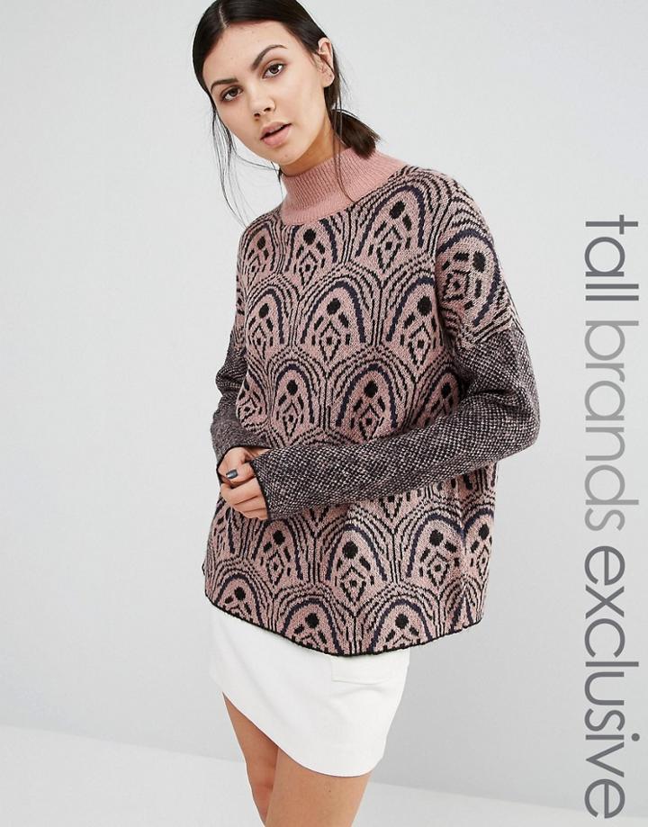 Y.a.s Tall Cirl High Neck Roll Neck Sweater - Multi