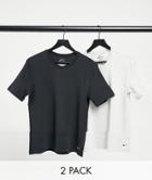 Nike 2 Pack Cotton Stretch T-shirts In Black/gray-multi