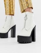 Lamoda White Cleated Ring Detail Chunky Boots - White