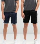 Asos 2 Pack Skinny Denim Shorts Save - Multi