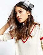 Plush Plaid Beanie - Black