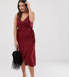 Asos Design Curve Cami Wrap Maxi Dress - Red