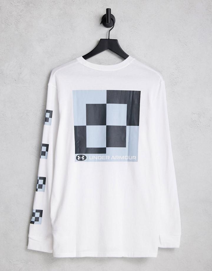 Under Armour Pixel Logo Long Sleeve T-shirt In White