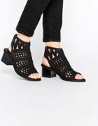 Truffle Collection Honor Laser Cut Sling Bootee Heeled Sandals - Black