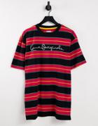 Karl Kani Originals Horizontal Striped T-shirt In Black And Red-multi