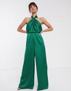 Asos Edition Ruched Halter Jumpsuit