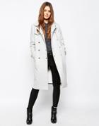 Asos Trench With Contrast Detail - Light Gray
