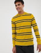 Farah Shoom Stripe Heavy Weight Long Sleeve T-shirt In Yellow - Yellow