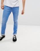 Hugo Skinny Fit Stretch Jeans In Bleach Wash - Blue