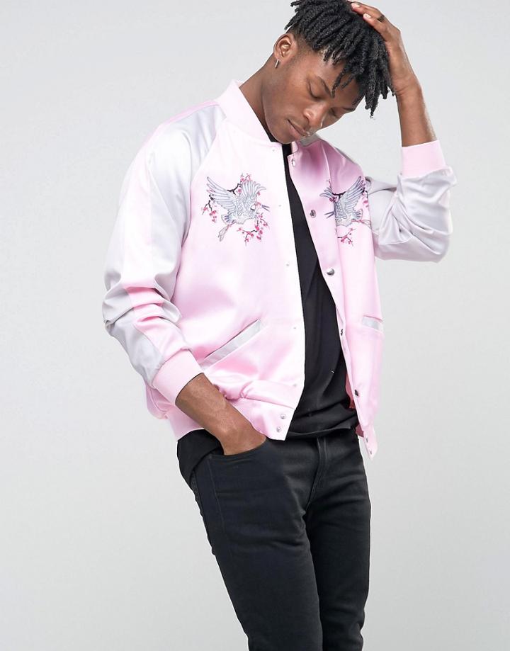 Jaded London Souvenir Bomber Jacket - Pink